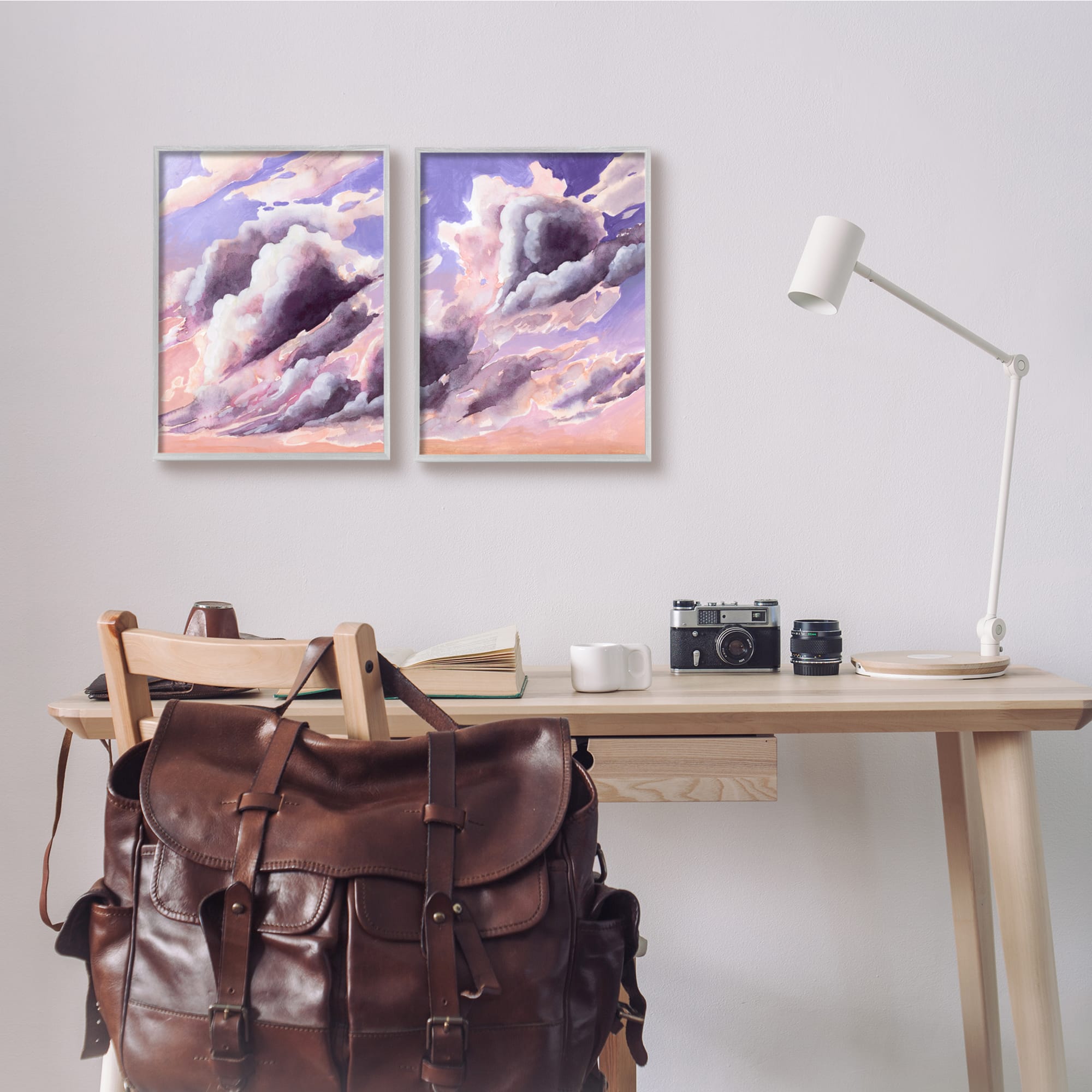 Stupell Industries Cumulus Cloudy Sky Blue Orange Sunset in Gray Frame Wall Art